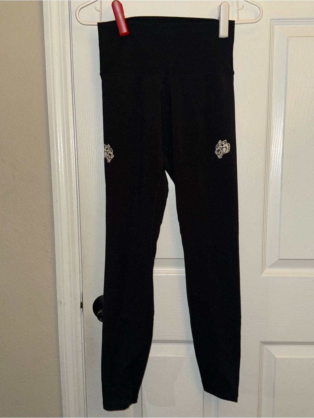 Darc Sport Black Leggings with Wolf Motif